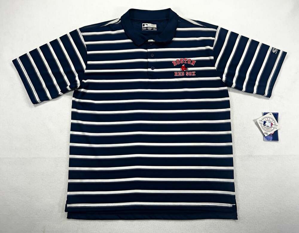 Genuine Merchandise Boston Red Sox Men's XL Navy/White Striped Polo